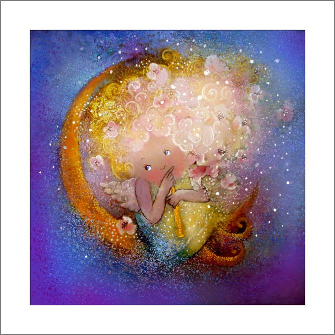 Купить и печать на заказ Картины, фото с паспарту Ангел и луна