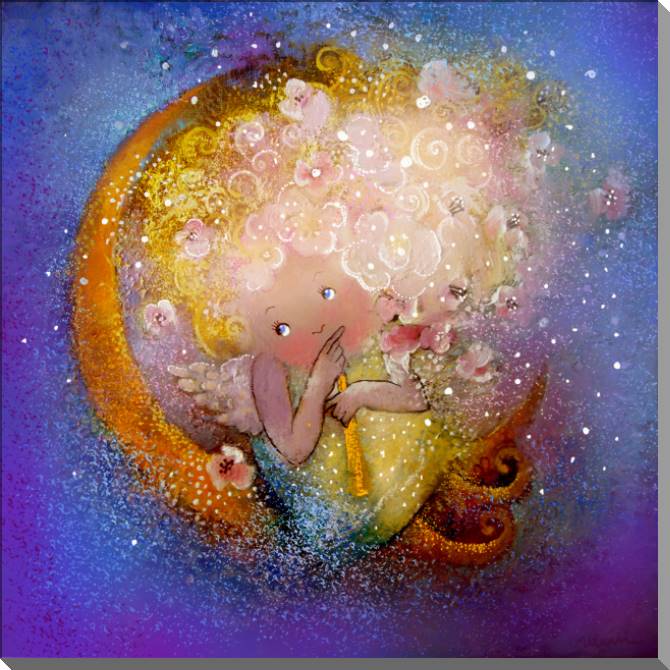 Купить и печать на заказ Картины на пластике, пеноркартоне Ангел и луна