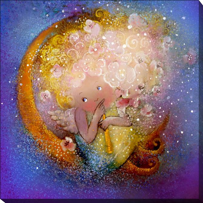 Картины на холсте Angel and the moon