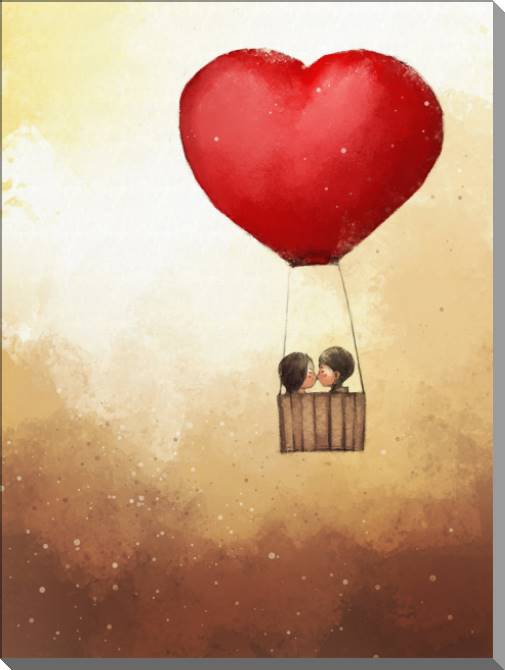 Купить и печать на заказ Картины на пластике, пеноркартоне Пара на воздушном шаре