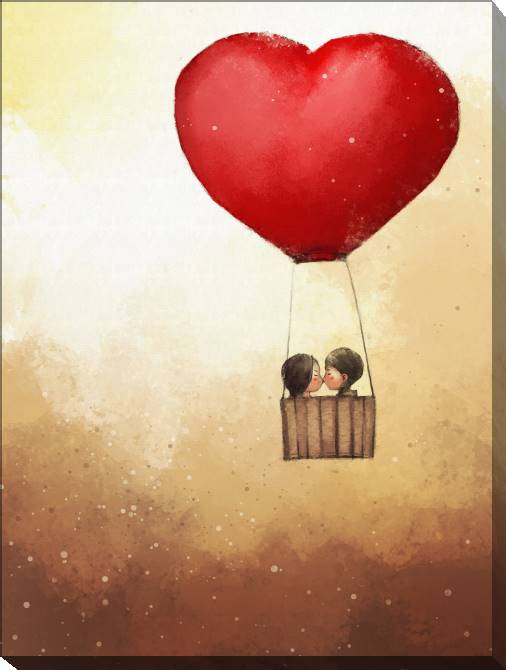 Картины на холсте Couple on hot air balloon