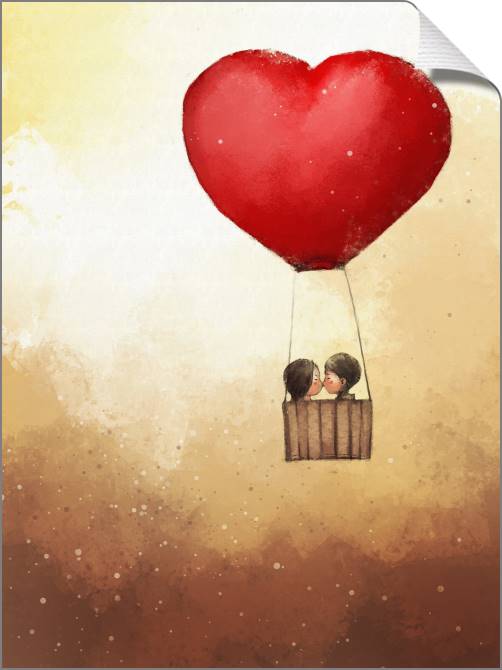 Купить и печать на заказ Картины на холсте Пара на воздушном шаре