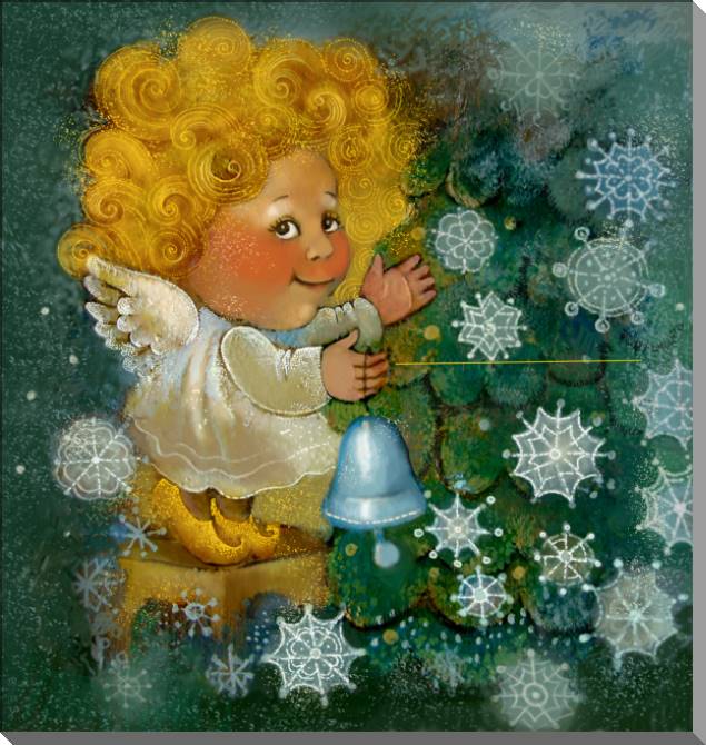 Купить и печать на заказ Картины на пластике, пеноркартоне Ангел и снежинки