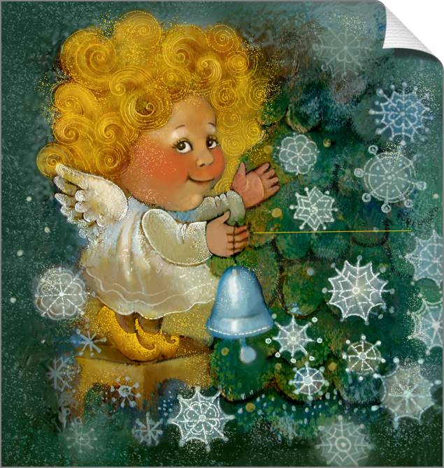 Купить и печать на заказ Картины на холсте Ангел и снежинки