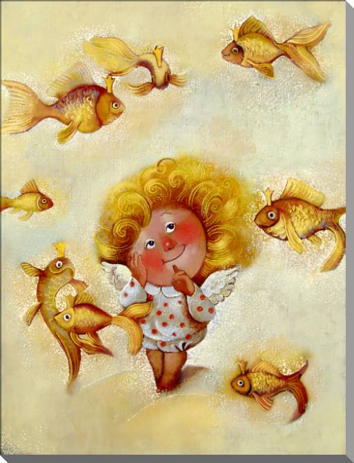 Купить и печать на заказ Картины Ангел и рыбки