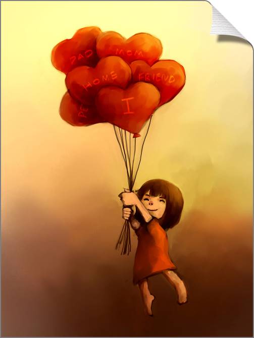 Купить и печать на заказ Картины на холсте Девочка с шариками