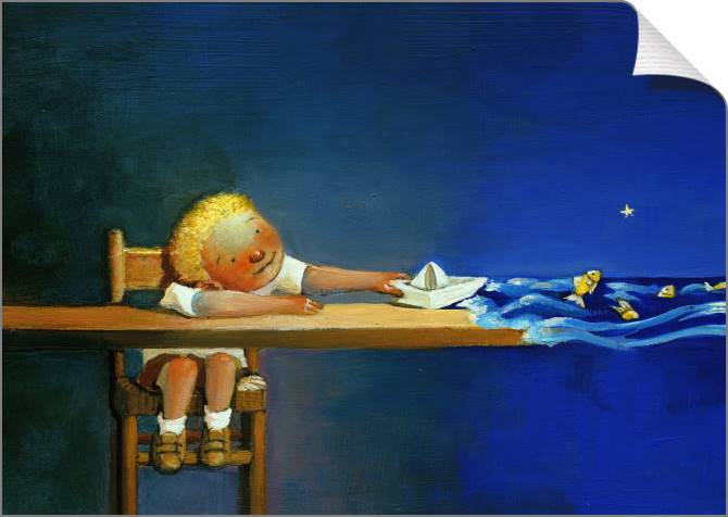 Купить и печать на заказ Картины на холсте Мальчик с корабликом