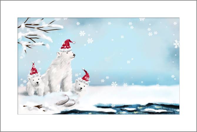 Купить и печать на заказ Картины, фото с паспарту Белые медведи