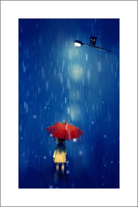 Купить и печать на заказ Картины, фото с паспарту Девочка под зонтиком