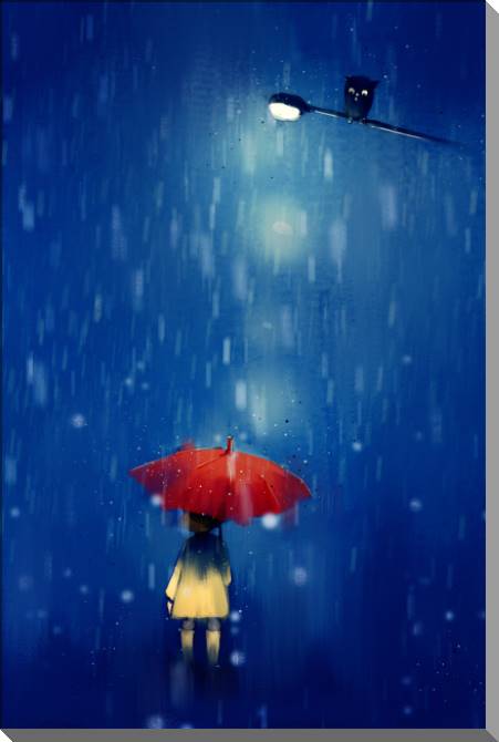 Картины на пластике, пеноркартоне Girl under an umbrella