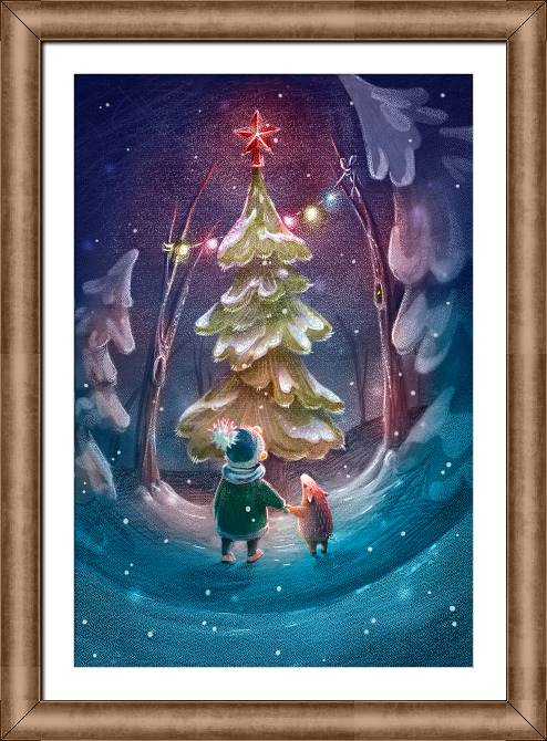 Framed and baguette paintings A boy with a pig