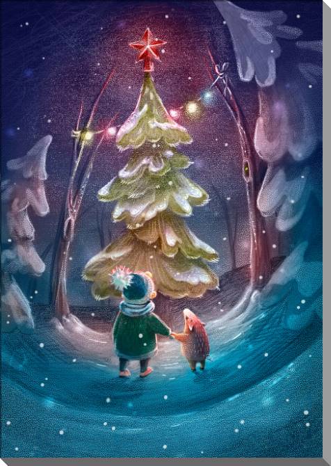 Картины на пластике, пеноркартоне A boy with a pig