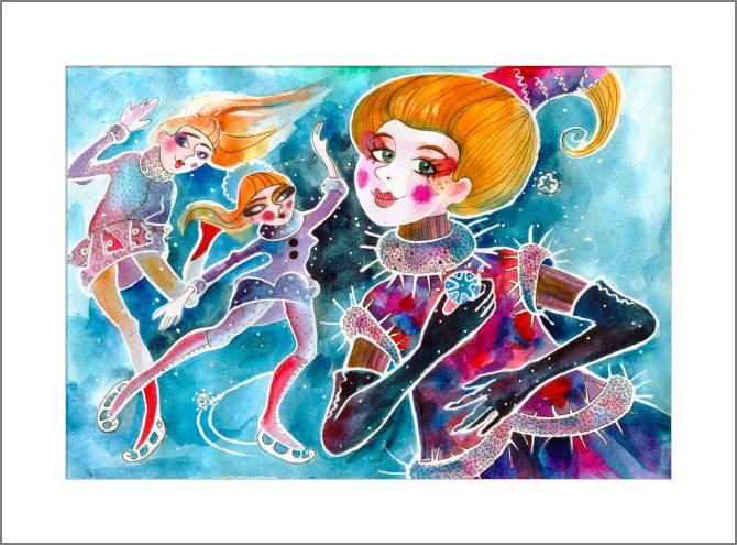 Купить и печать на заказ Картины, фото с паспарту Фигуристки