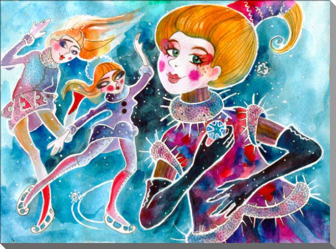 Paintings on plastic, foam cardboard Skater