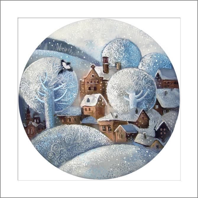 Купить и печать на заказ Картины, фото с паспарту Зимний пейзаж