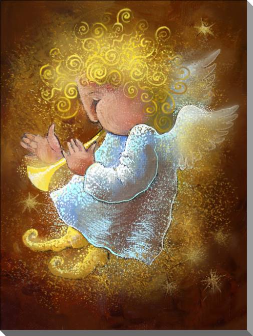 Купить и печать на заказ Картины на пластике, пеноркартоне Ангел на коричневом фоне