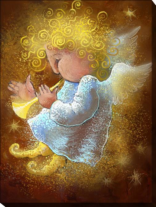 Картины на холсте Angel on a brown background