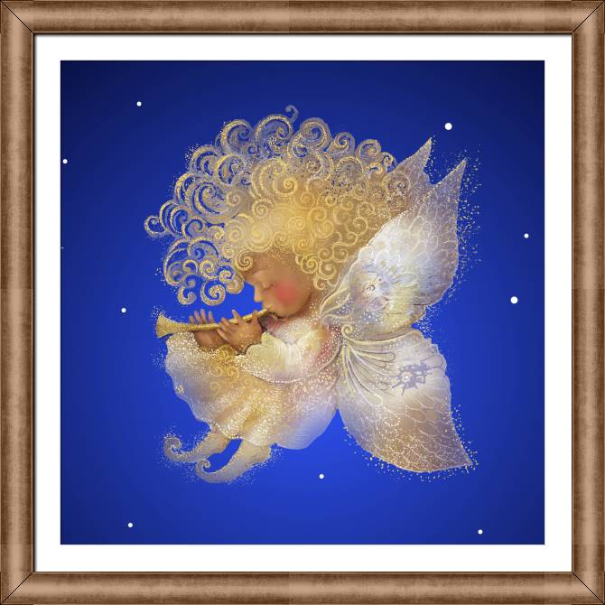 Framed and baguette paintings Angel on blue background