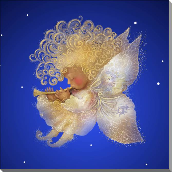 Купить и печать на заказ Картины на пластике, пеноркартоне Ангел на синем фоне