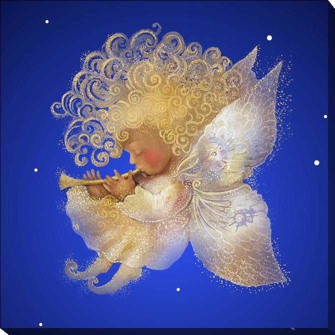 Картины на холсте Angel on blue background
