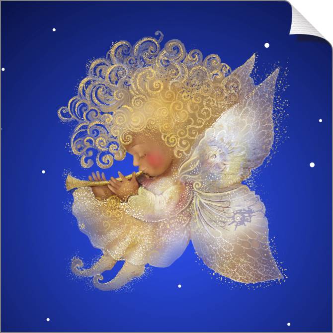 Купить и печать на заказ Картины на холсте Ангел на синем фоне