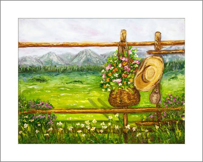 Купить и печать на заказ Картины, фото с паспарту Весенний пейзаж