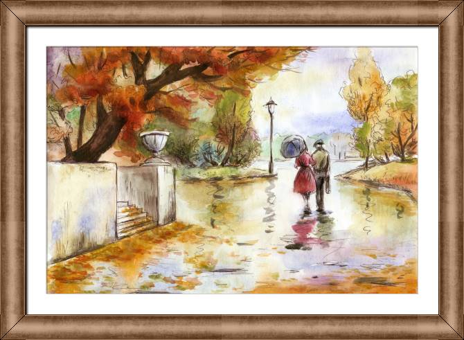 Framed and baguette paintings Autumn in the Park