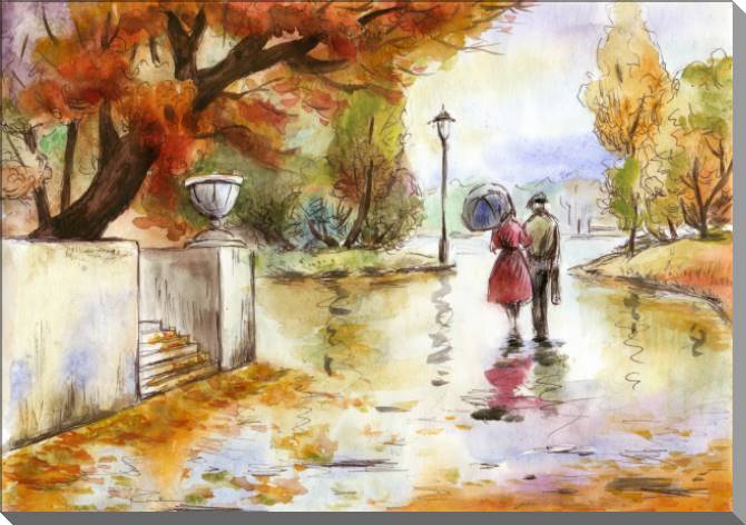 Купить и печать на заказ Картины на пластике, пеноркартоне Осень в парке