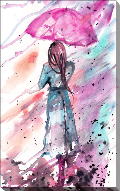 Paintings on canvas Watercolor girl with umbrella