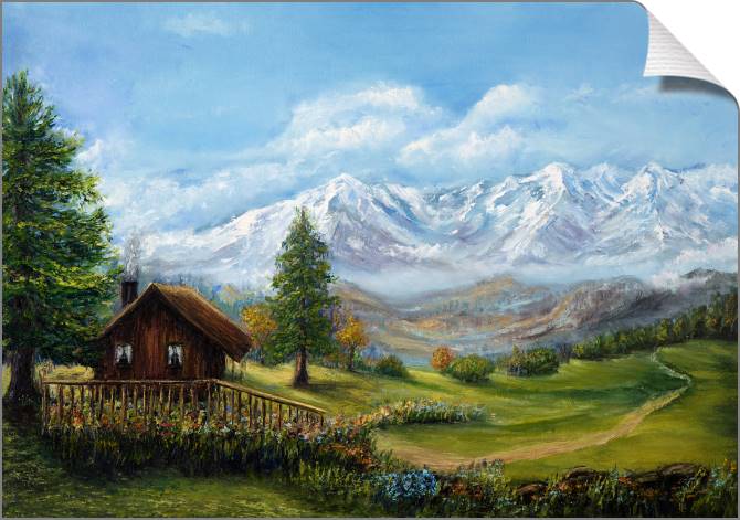 Картины на холсте Mountain landscape with a house