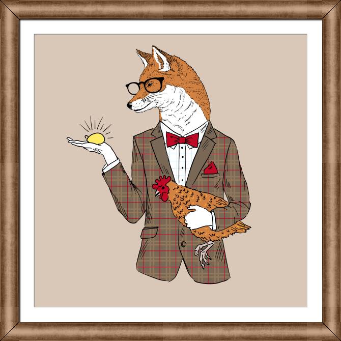 Framed and baguette paintings The Fox and the chicken