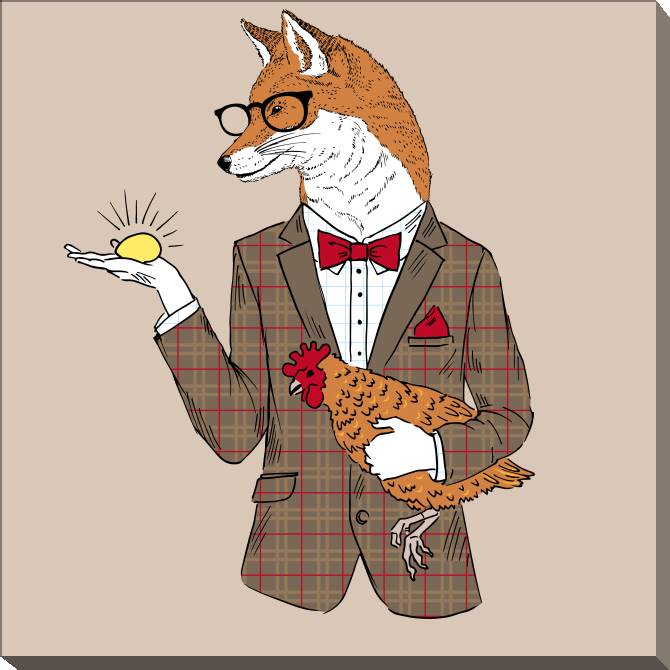 Paintings on canvas The Fox and the chicken