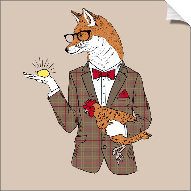 Купить и печать на заказ Картины на холсте Лис и курица