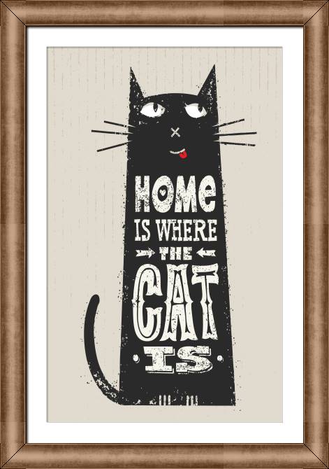 Framed and baguette paintings Home is where the cat is