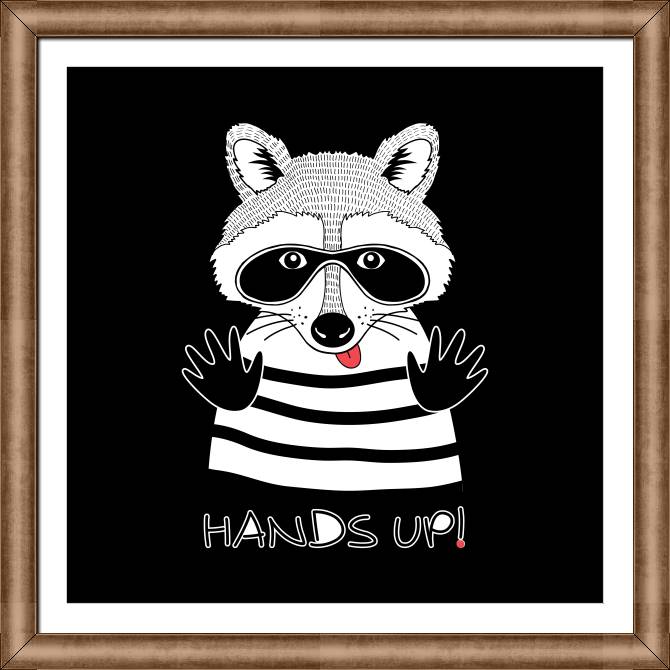 Framed and baguette paintings Funny raccoon