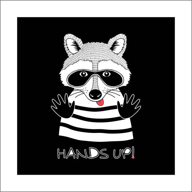 Купить и печать на заказ Картины, фото с паспарту Смешной енот