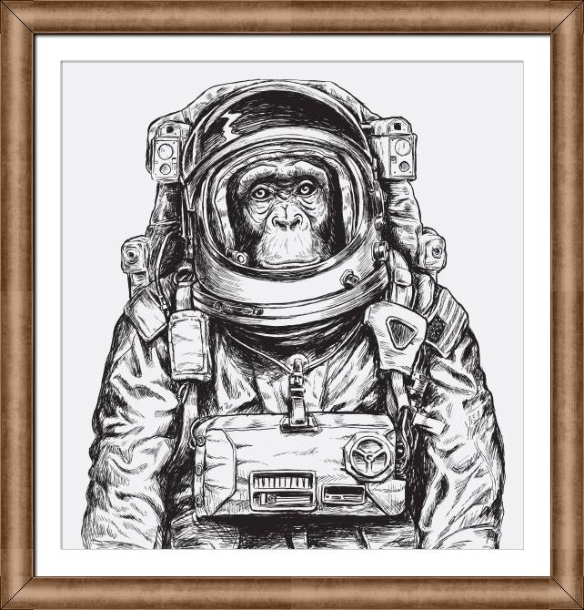 Framed and baguette paintings Chimpanzee astronaut