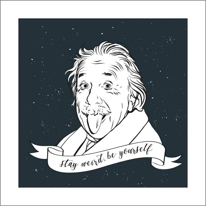 Картины, фото с паспарту Einstein Stay weird, be yourself