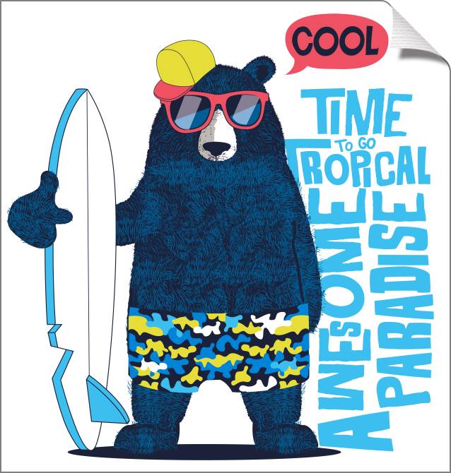 Купить и печать на заказ Картины на холсте Медведь-серфер