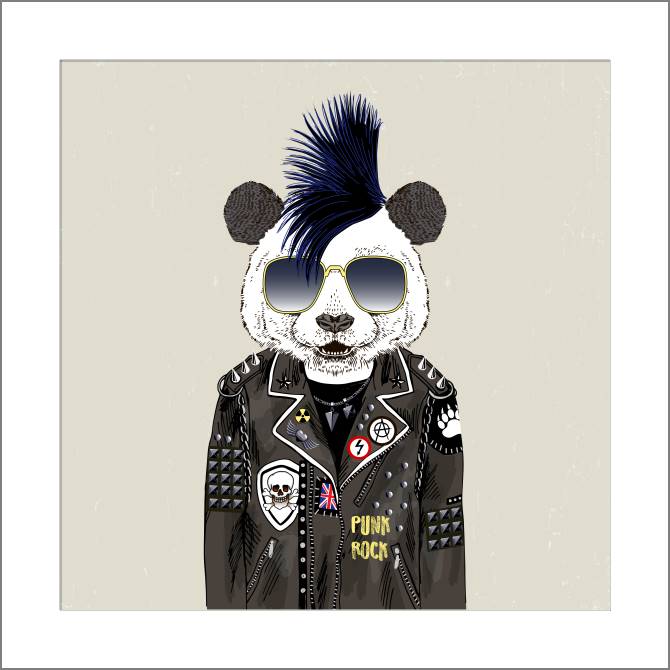 Купить и печать на заказ Картины, фото с паспарту Панда-панк