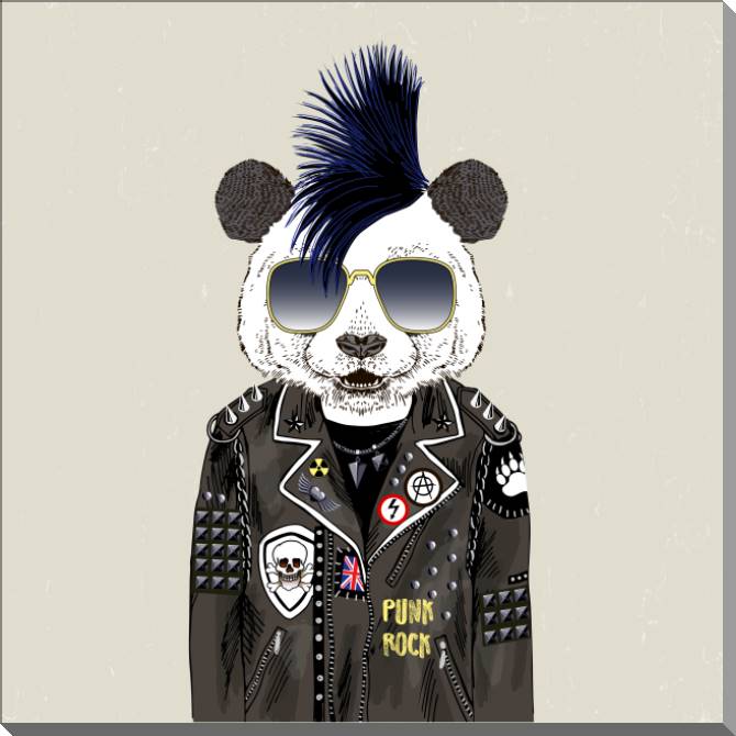 Купить и печать на заказ Картины на пластике, пеноркартоне Панда-панк