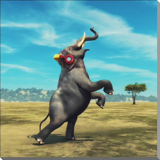 Купить и печать на заказ Картины на пластике, пеноркартоне Слон в наушниках