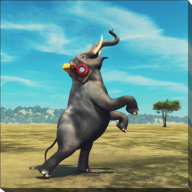 Paintings on canvas The elephant in the headphones