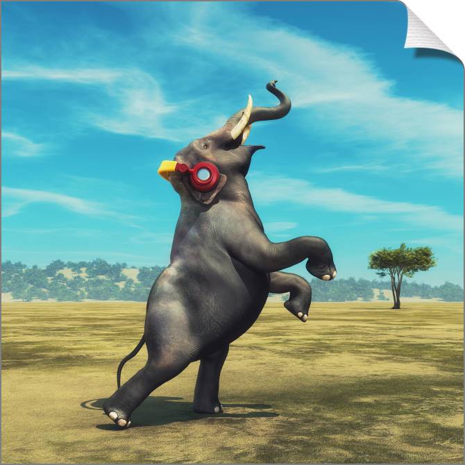 Купить и печать на заказ Картины на холсте Слон в наушниках