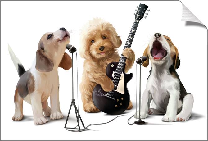 Купить и печать на заказ Картины на холсте Собачья рок-группа