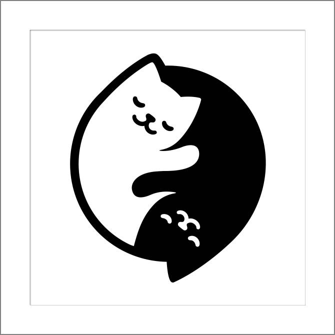 Купить и печать на заказ Картины, фото с паспарту Котики инь-янь