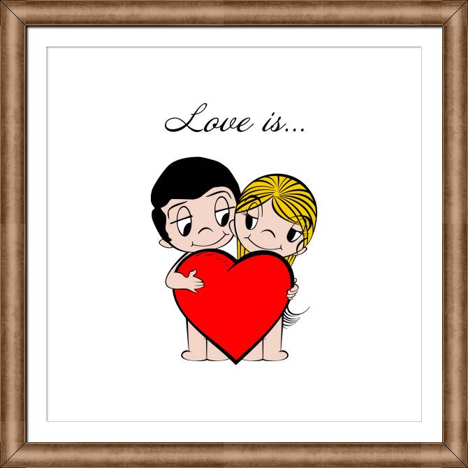 Framed and baguette paintings Love is... the white background
