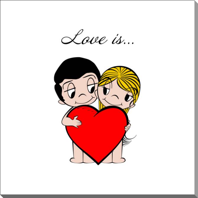 Купить и печать на заказ Картины на пластике, пеноркартоне Love is... белый фон