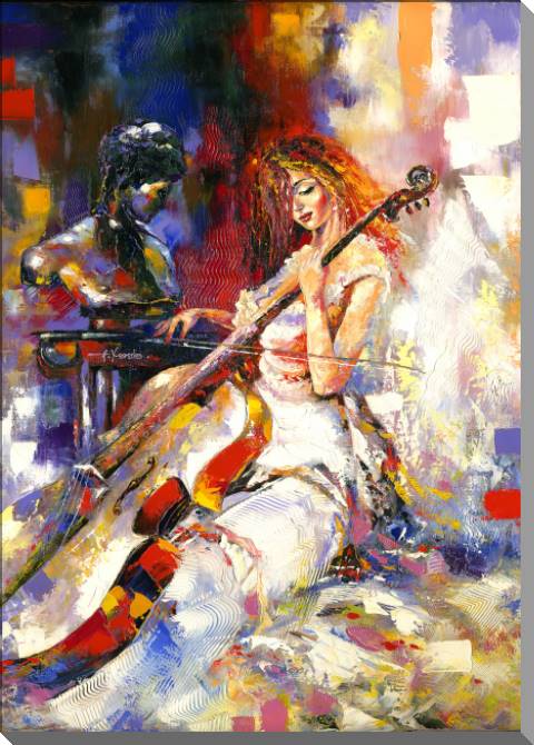 Купить и печать на заказ Картины на пластике, пеноркартоне Девушка и виолончель