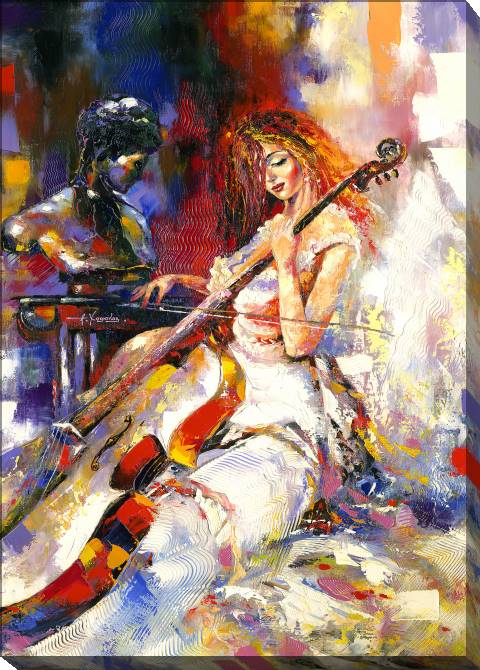 Paintings on canvas Girl and cello